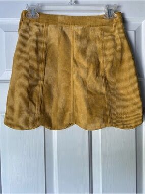 Hyfve Corduroy Scallop Hem Mini Skirt - Mustard Yellow